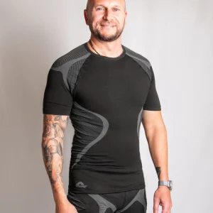 Authenticité garantie Remise ✨ Fitness Homme Aura Evolution T-shirt Compression Aura Evolution Morphique NOIR 😀 16